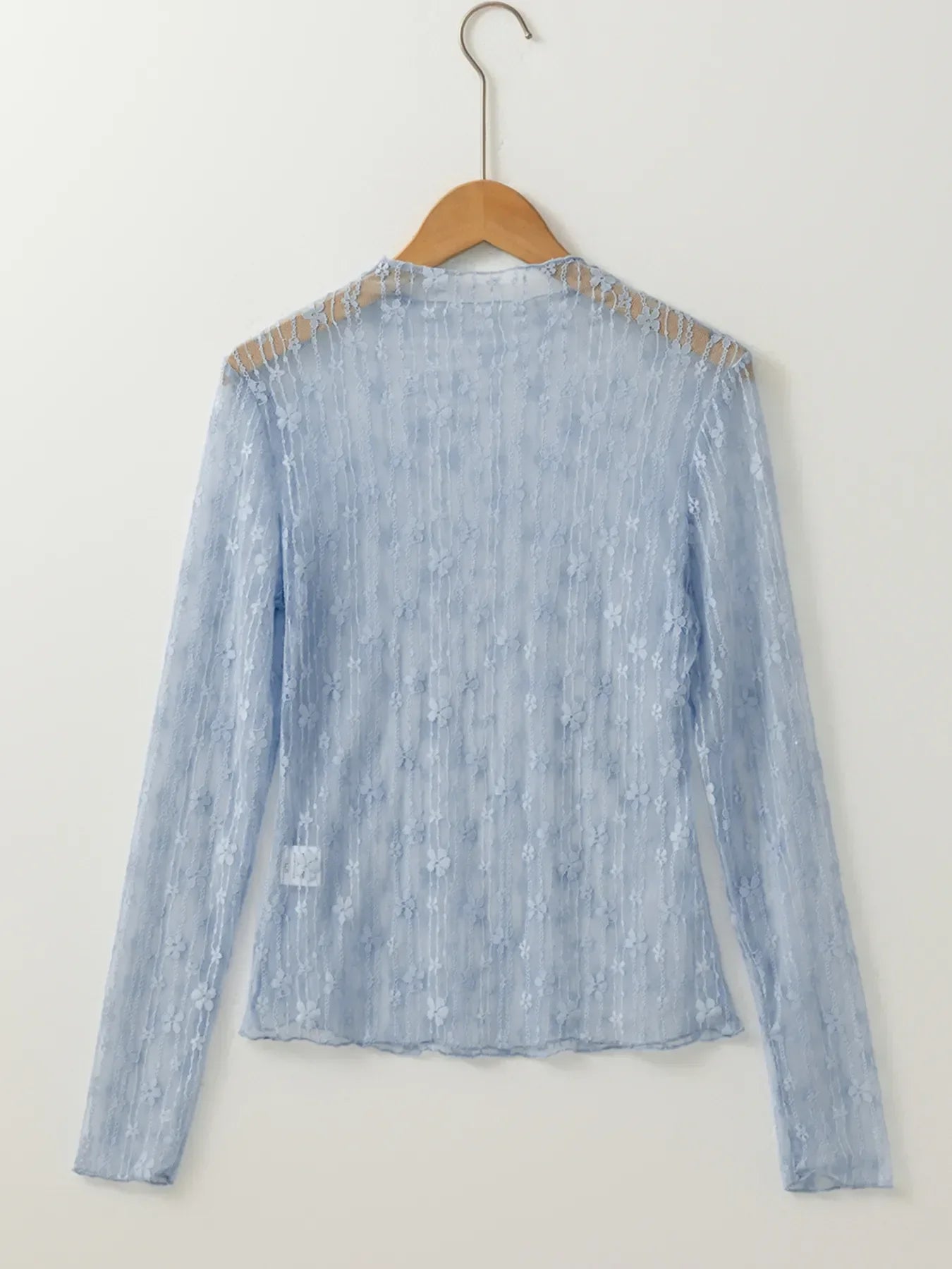 Lace See Through Long Sleeve Blouse With Sheer Detailing - Southern Shores Clothing