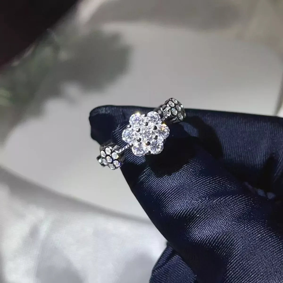 925 Sterling Silver Moissanite Flower Ring Includes Box - Southern Shores Clothing