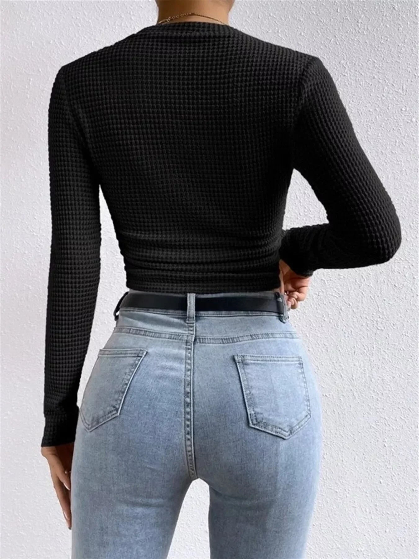 Waffle Knit Long Sleeve T-Shirt - Southern Shores Clothing