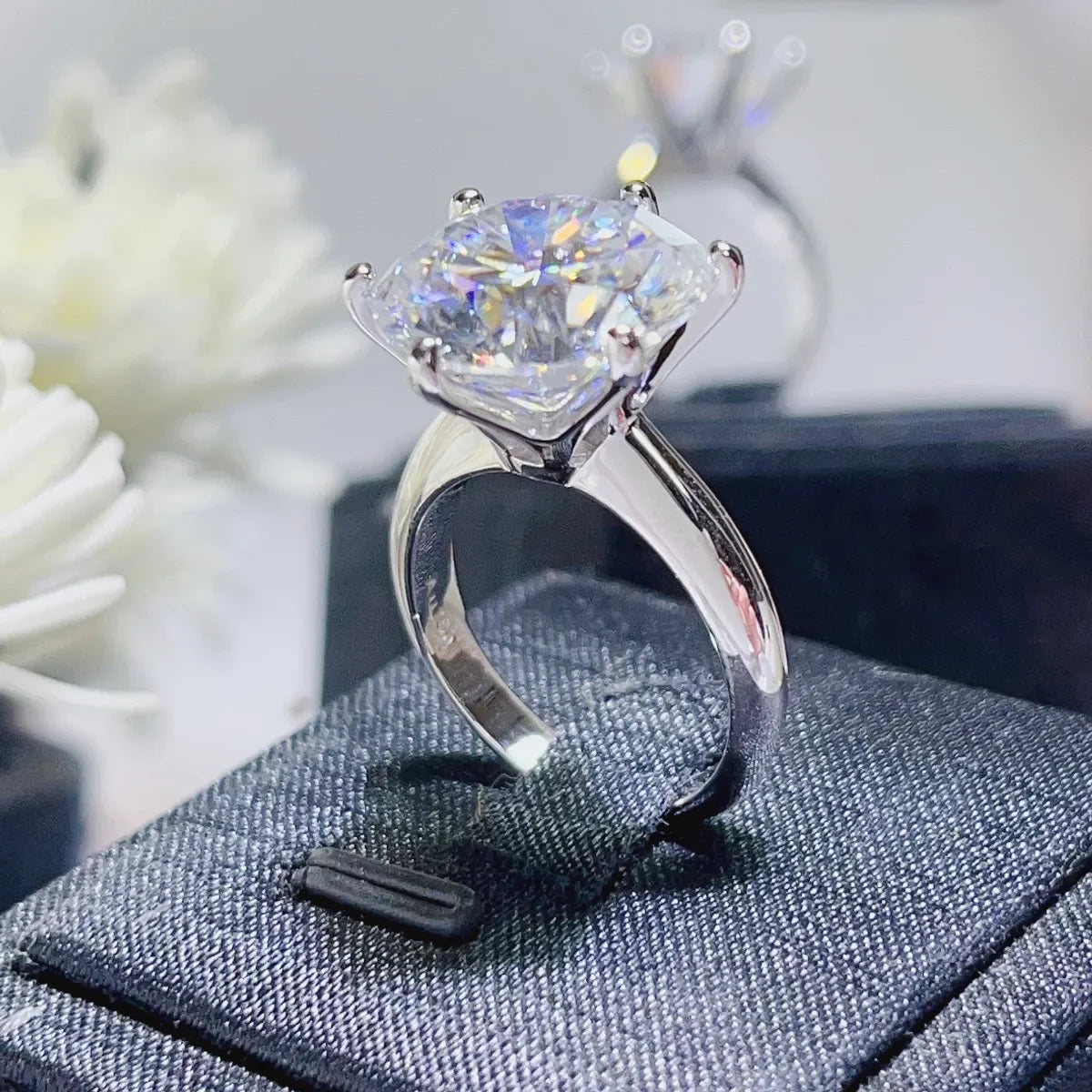 10 Carat Moissanite Platinum-Plated Sterling Silver Ring - Southern Shores Clothing