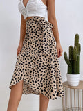 Printed Tied Slit Skirt With Fluid Movement - Southern Shores Clothing