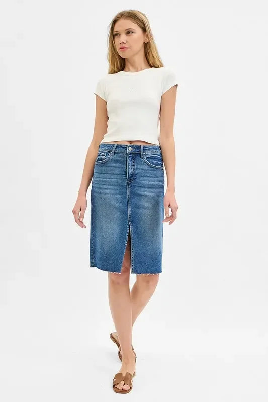Plus Size High Rise Front Slit Pencil Skirt - Southern Shores Clothing
