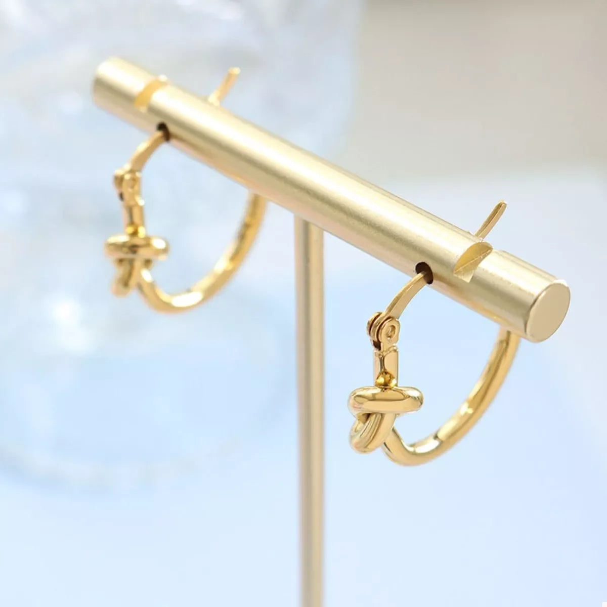 Knot Hoop Earrings 18K Gold Plated Titanium Steel - Southern Shores Clothing