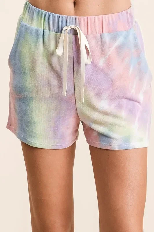 Tie Dye French Terry Shorts With Twill Tape - Southern Shores Clothing