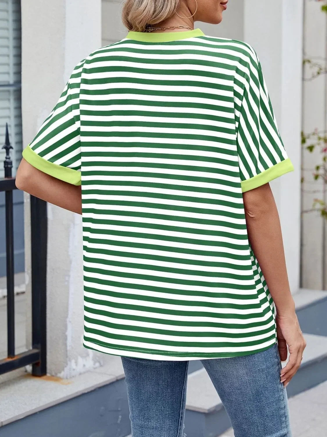 Striped Round Neck Half Sleeve T-Shirt - Southern Shores Clothing