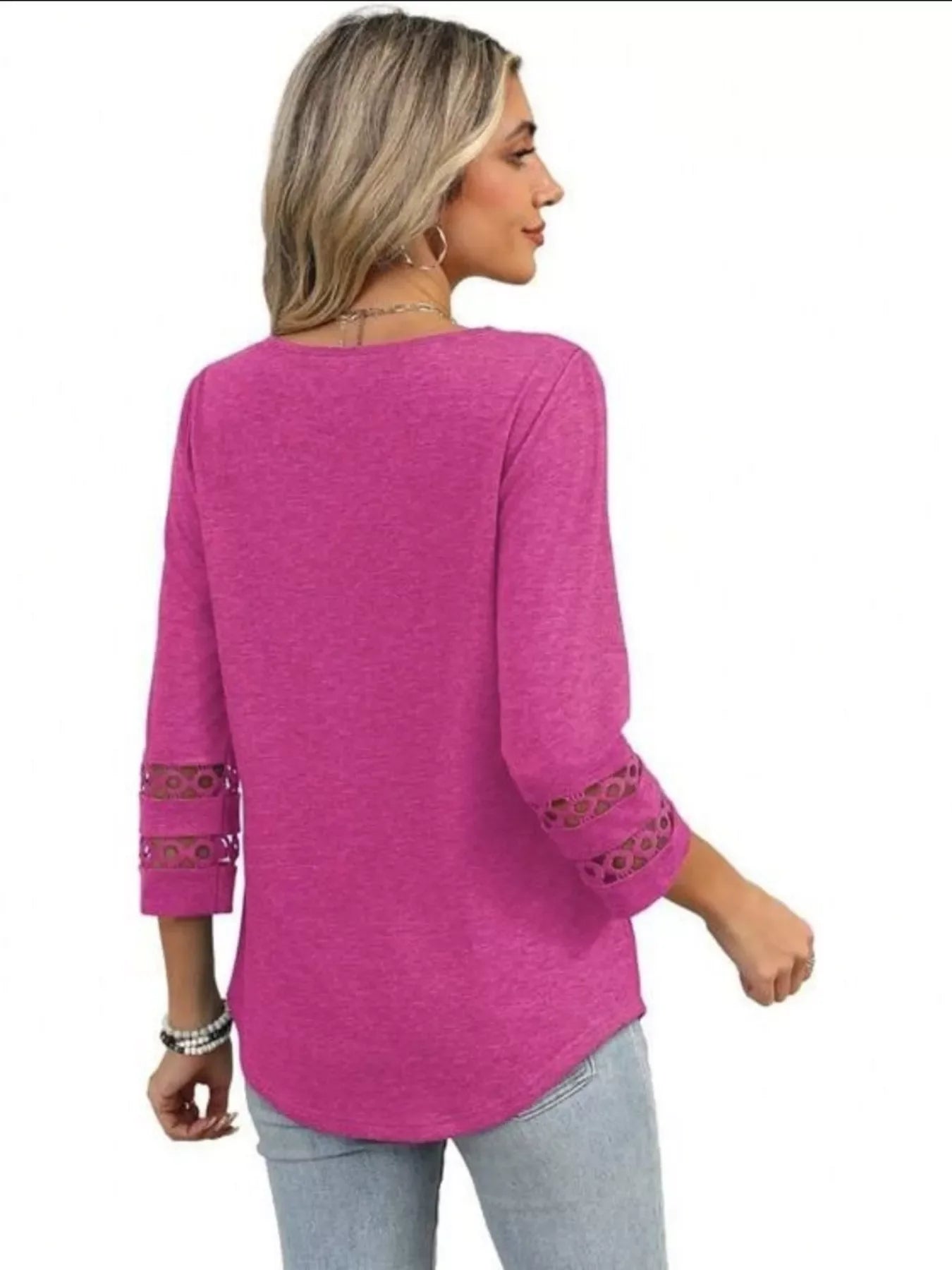 Full Size V-Neck 3/4 Sleeve T-Shirt Plus Size - Southern Shores Clothing