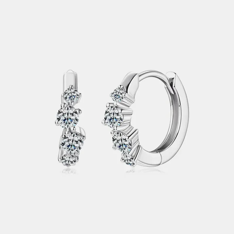 Sterling Silver Moissanite Huggie Earrings Lightweight - Southern Shores Clothing