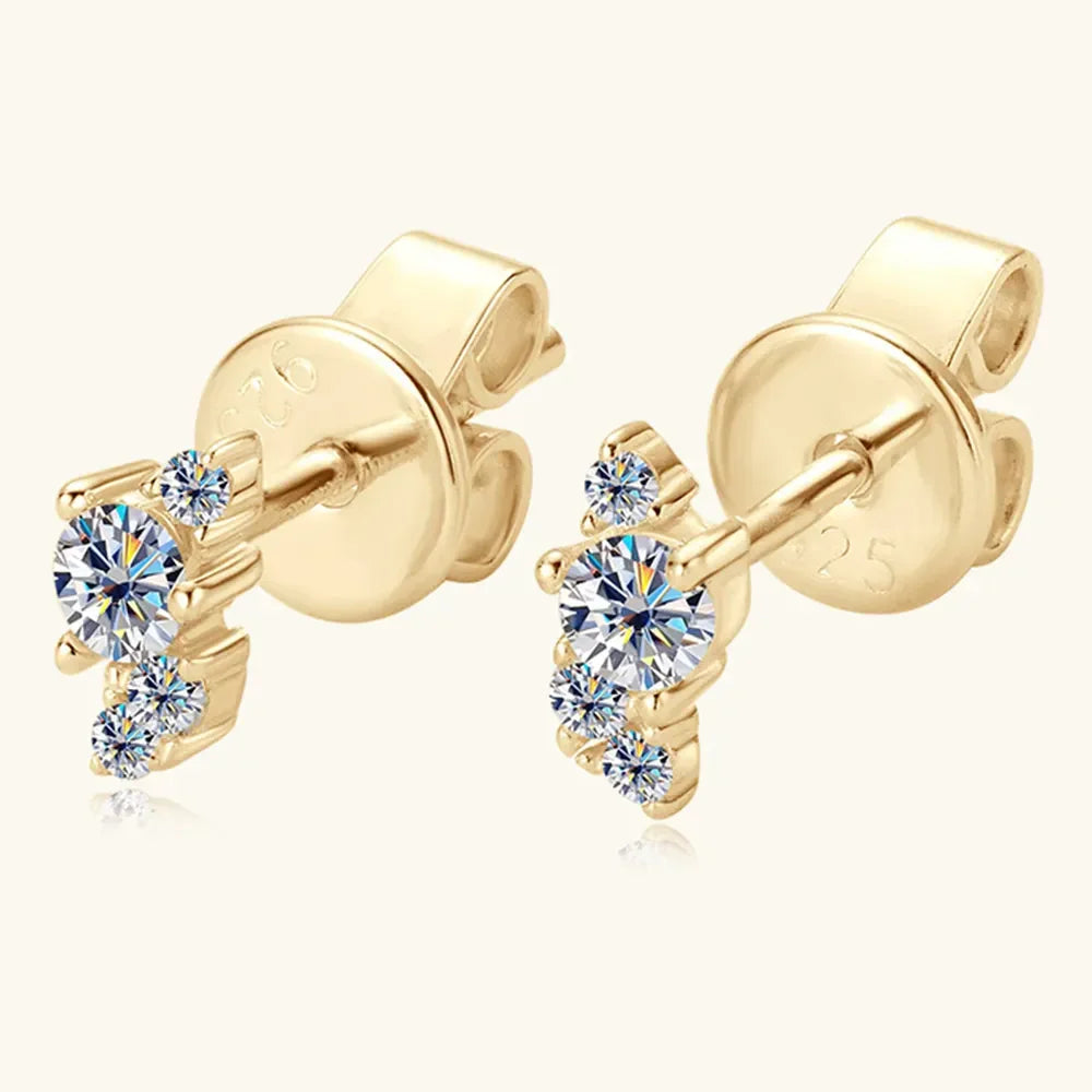 18K Gold Plated Sterling Silver Moissanite Stud Earrings - Southern Shores Clothing