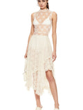 Asymmetrical Lace Midi Skirt Partially Lined - Southern Shores Clothing