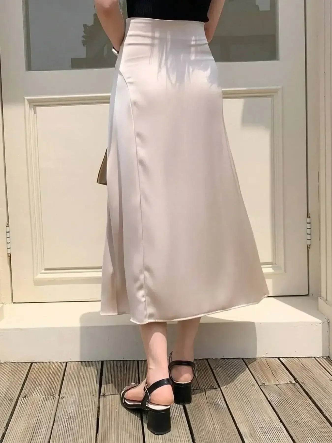 Asymmetric Wrap Midi Skirt With Fluted Hem - Southern Shores Clothing