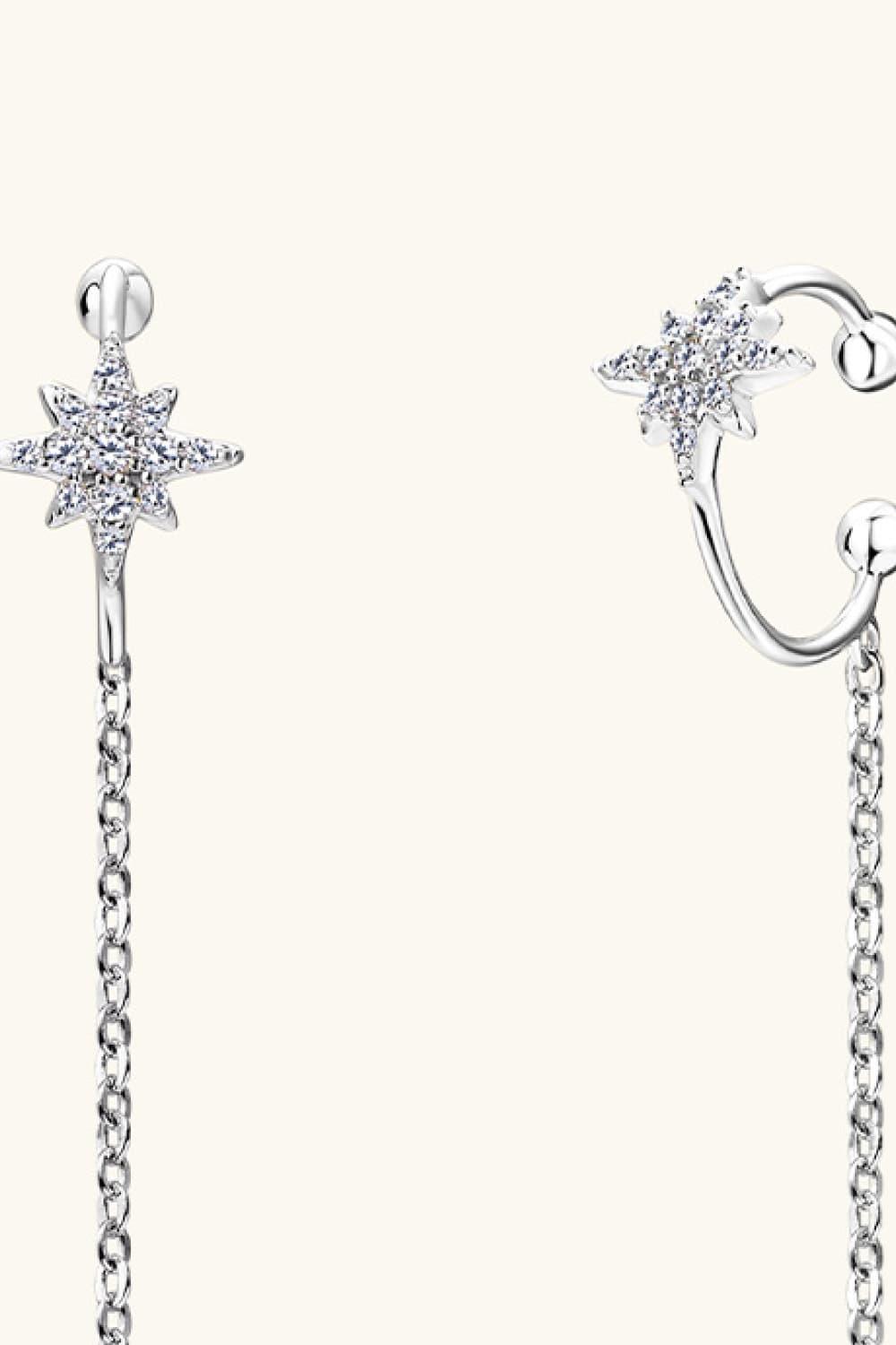 Platinum-Plated Moissanite Threader Earrings - Southern Shores Clothing
