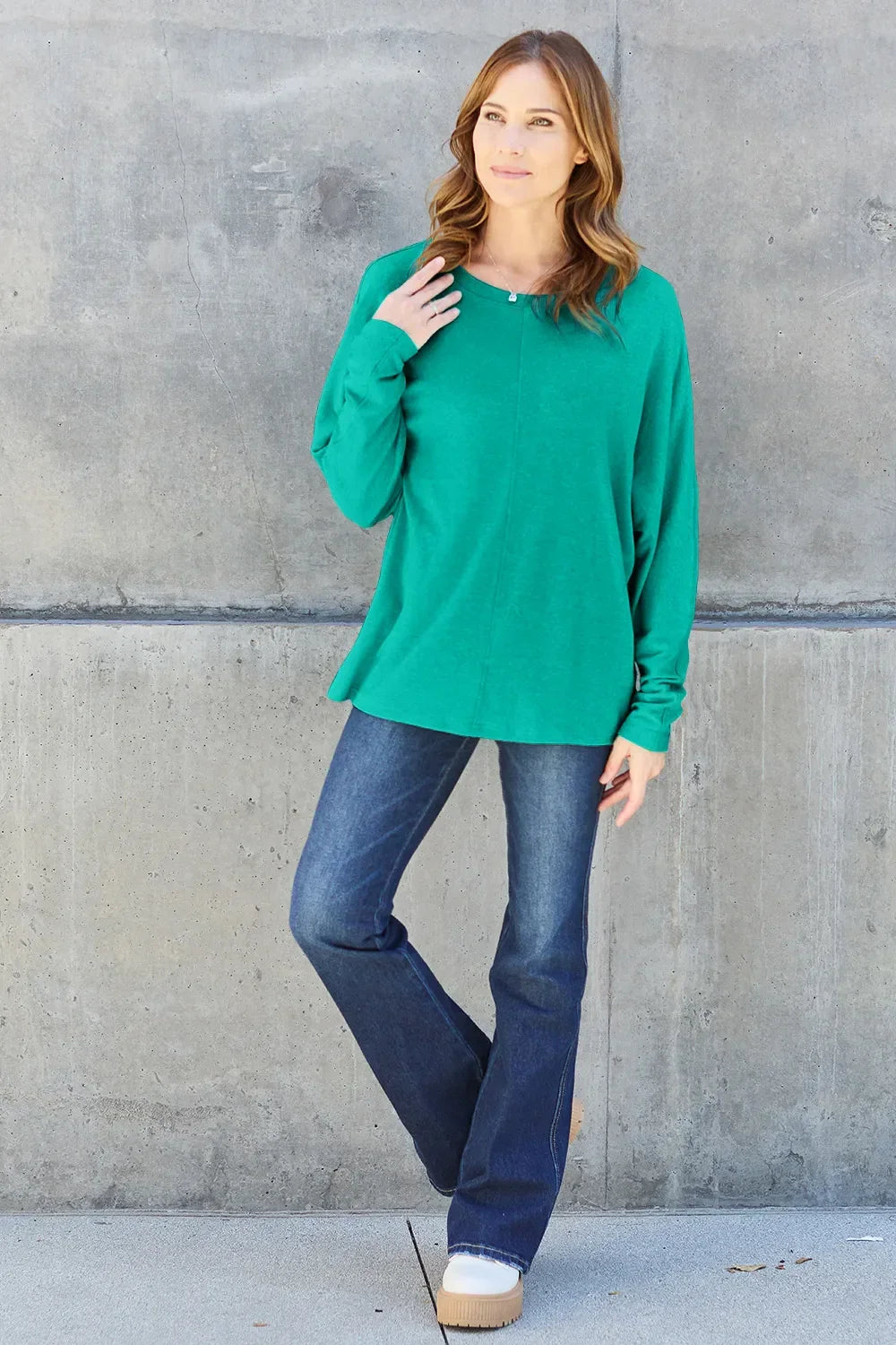Basic Round Neck Long Sleeve T Shirt Top - Southern Shores Clothing