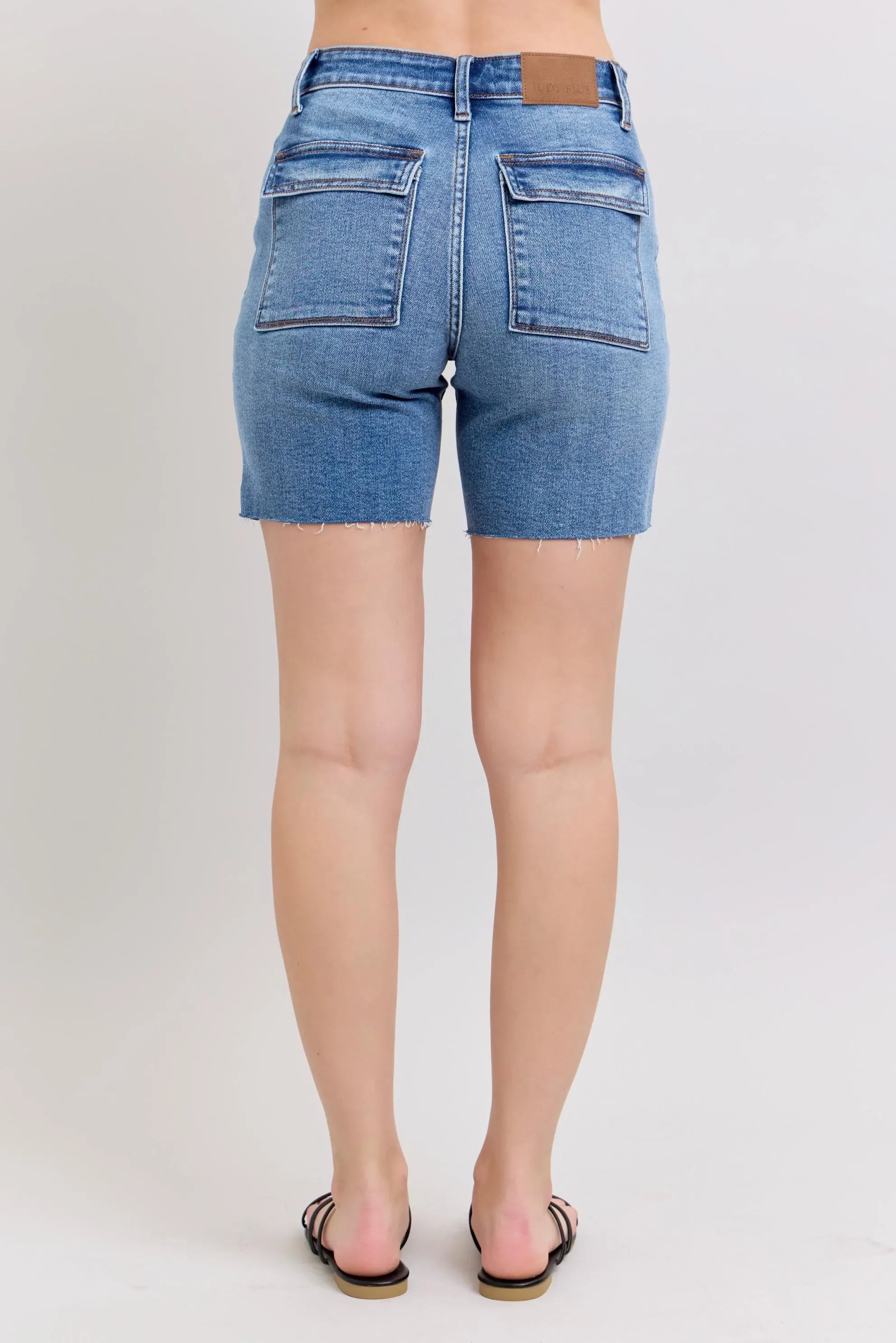 Plus Size Mid Rise Bermuda Shorts With Back Flap Pockets - Southern Shores Clothing