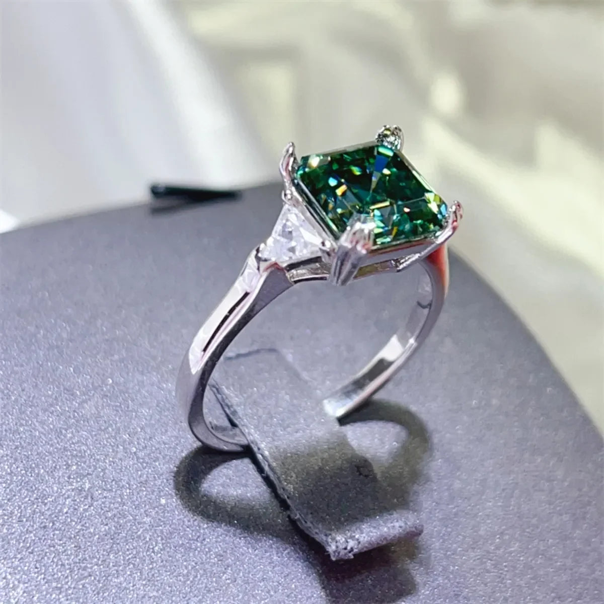 Moissanite Sterling Silver Ring, 3 Carat, Platinum Plated - Southern Shores Clothing
