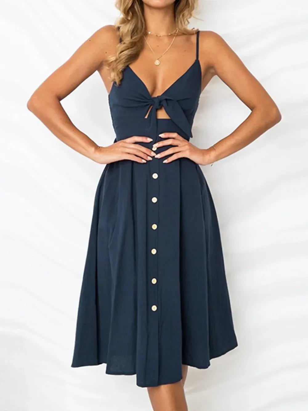 Cutout Smocked Sweetheart Neck Cami Dress - Southern Shores Clothing