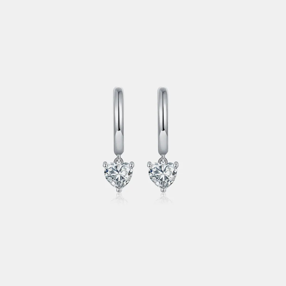 Southern Shores 1 Carat Moissanite Sterling Silver Heart Earrings