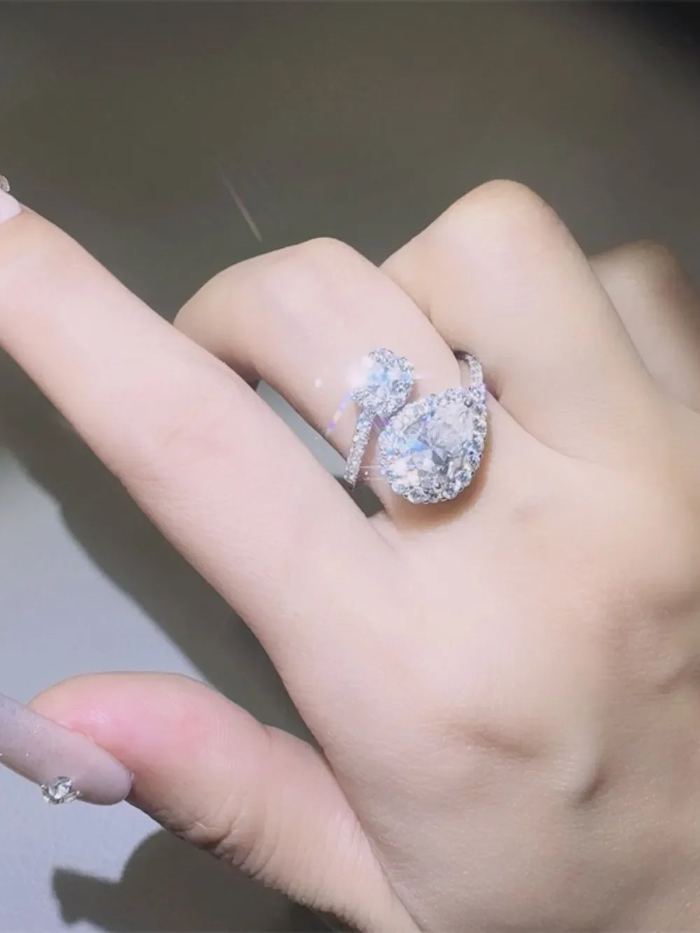 2 Carat Moissanite Sterling Silver Bypass Ring - Southern Shores Clothing