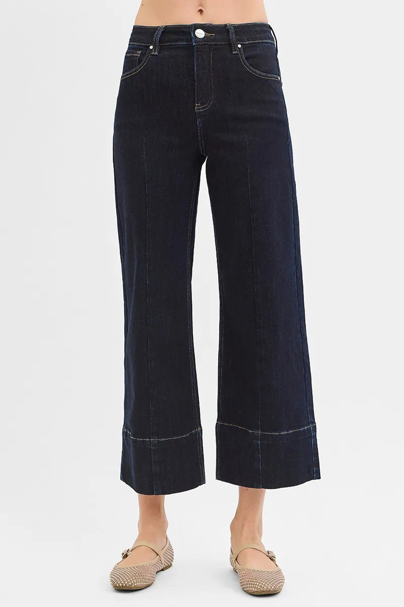 Coastal Inspired RISEN Tummy Control High Rise Crop Jeans