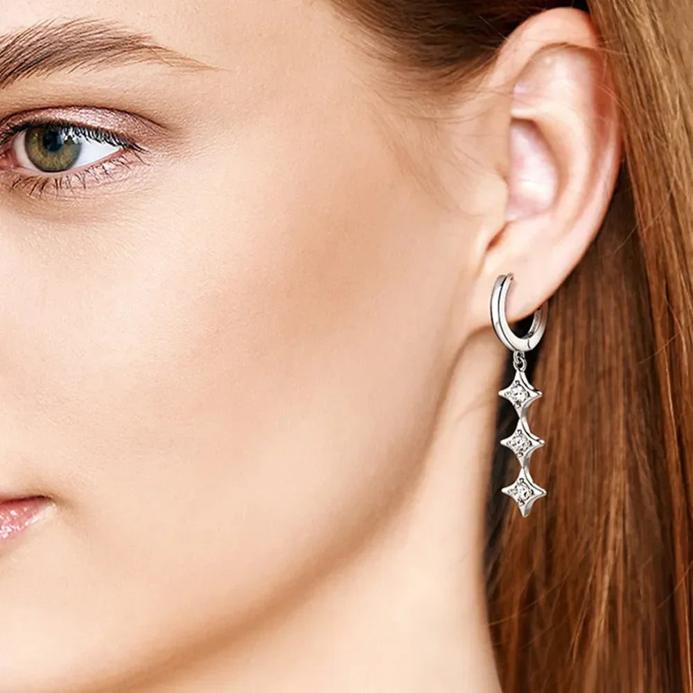 Geometric Moissanite Sterling Silver Earrings - Southern Shores Clothing