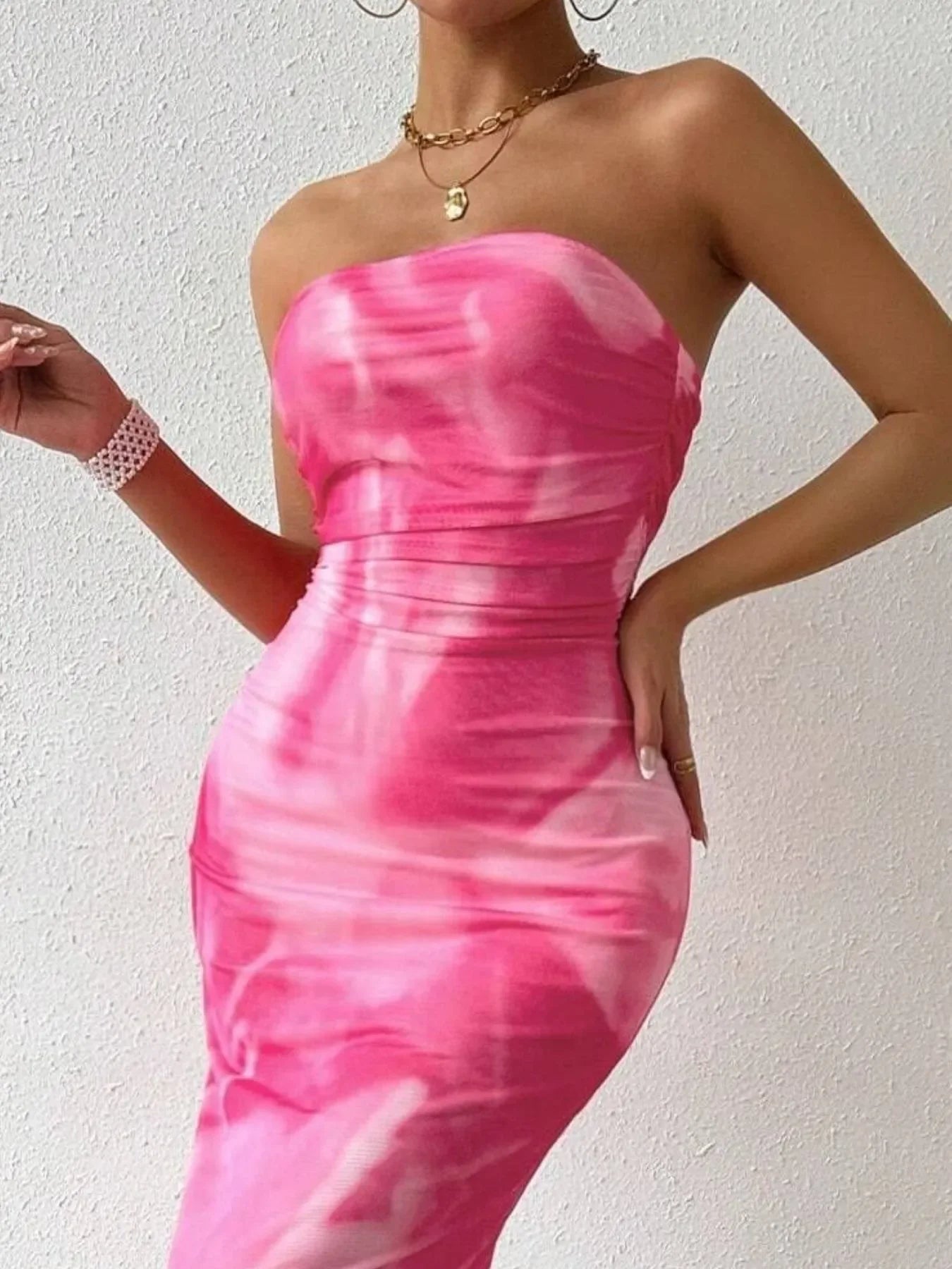 Printed Side Slit Tube Dress Coastal Style - Southern Shores Clothing