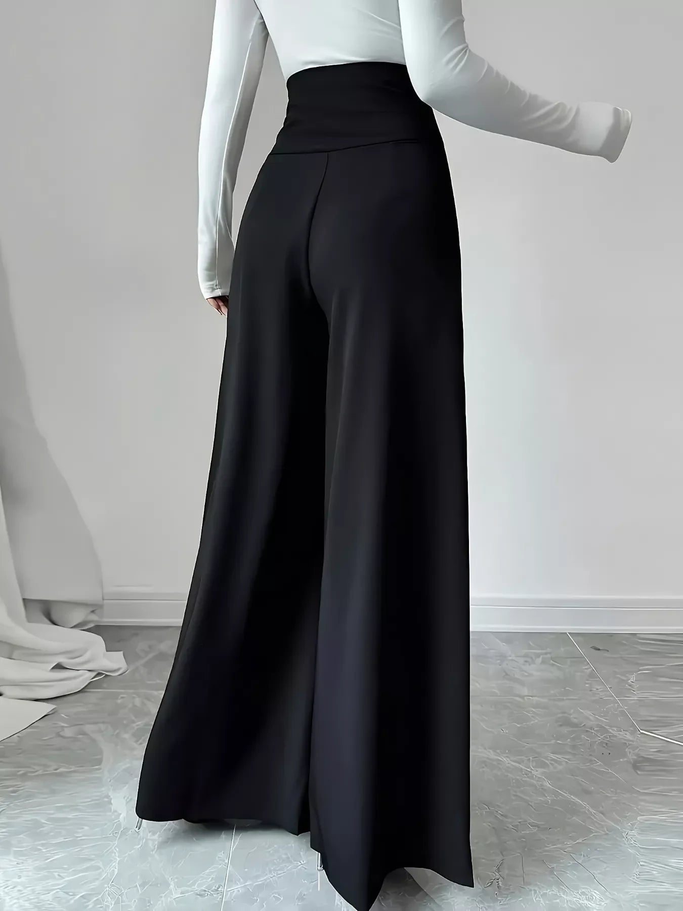 High Waist Wide Leg Button Decor Pants Everyday Wear - Southern Shores Clothing