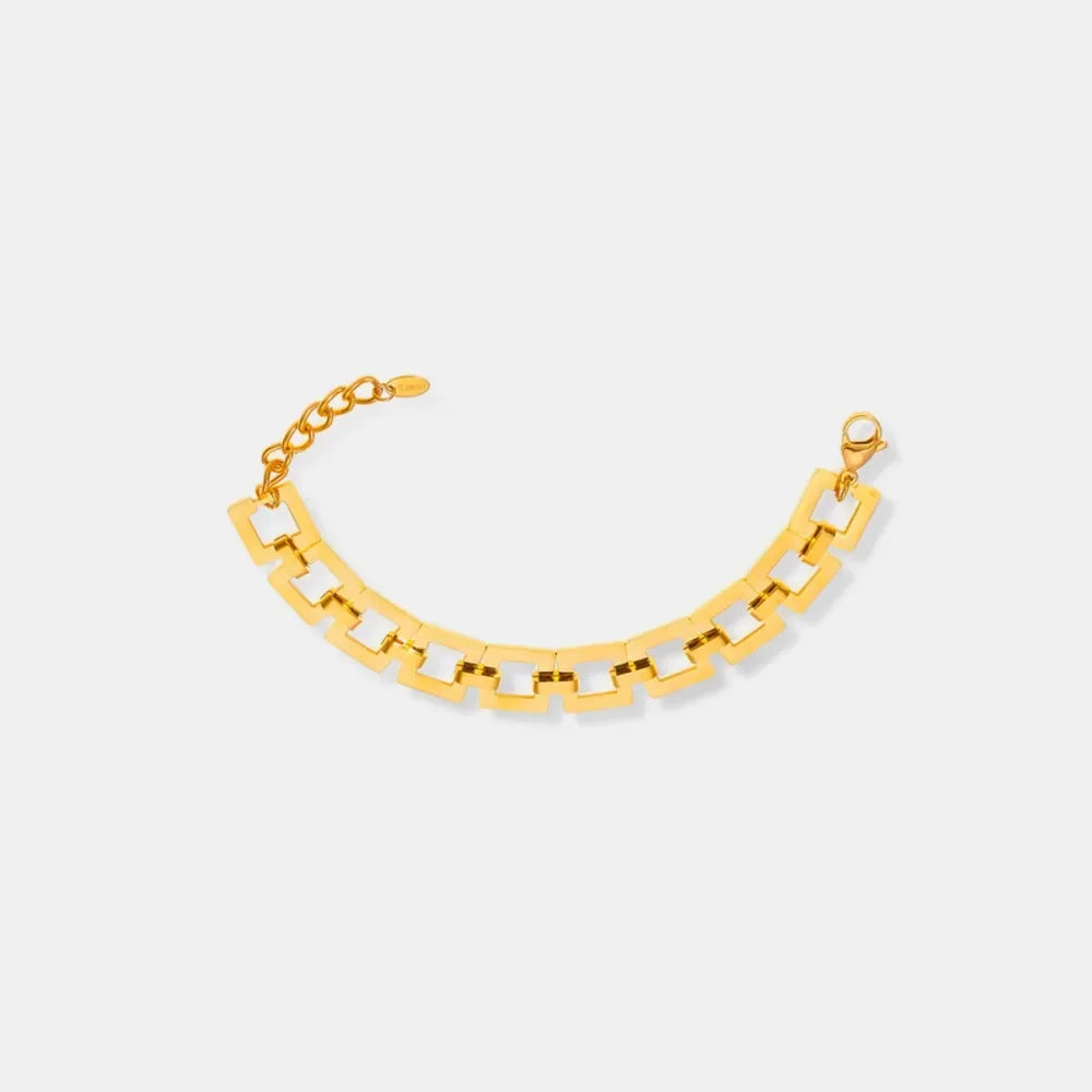 Titanium Steel Hollow Square Chain Bracelet 18K Gold Plating - Southern Shores Clothing