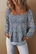 Floral Smocked Square Neck Blouse In Soft Viscose - Southern Shores Clothing