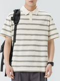 Plus Size Striped Short Sleeve Button Polo - Southern Shores Clothing