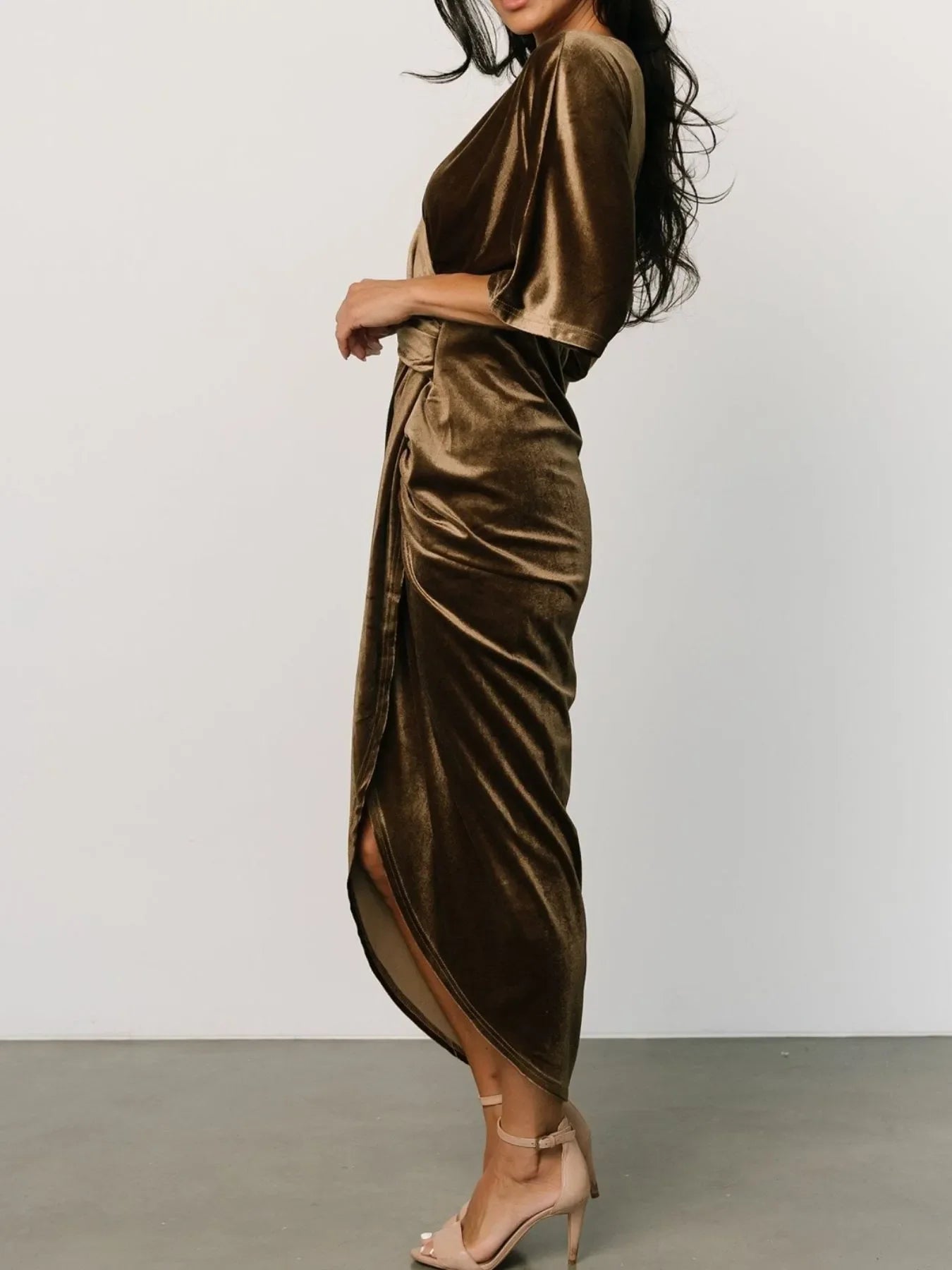 Coastal Ruched Surplice Half Sleeve Dress - Southern Shores Clothing