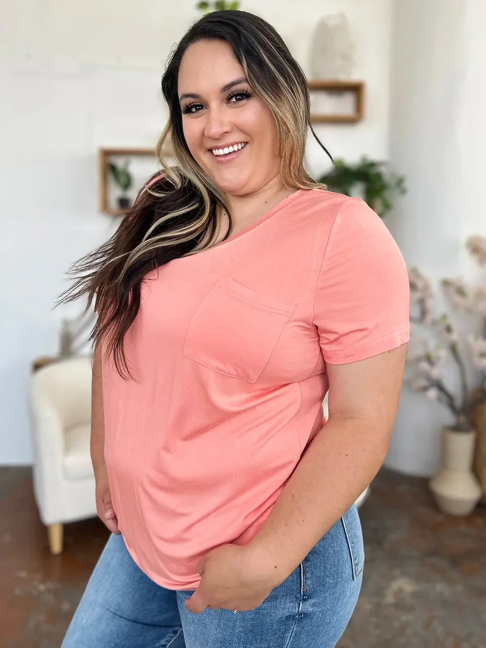 Basic Bae Bamboo Full Size V-Neck Short Sleeve T-Shirt - Southern Shores Clothing