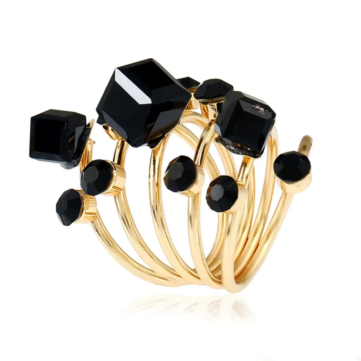 18K Gold-Plated Multi-Layer Crystal Ring - Southern Shores Clothing