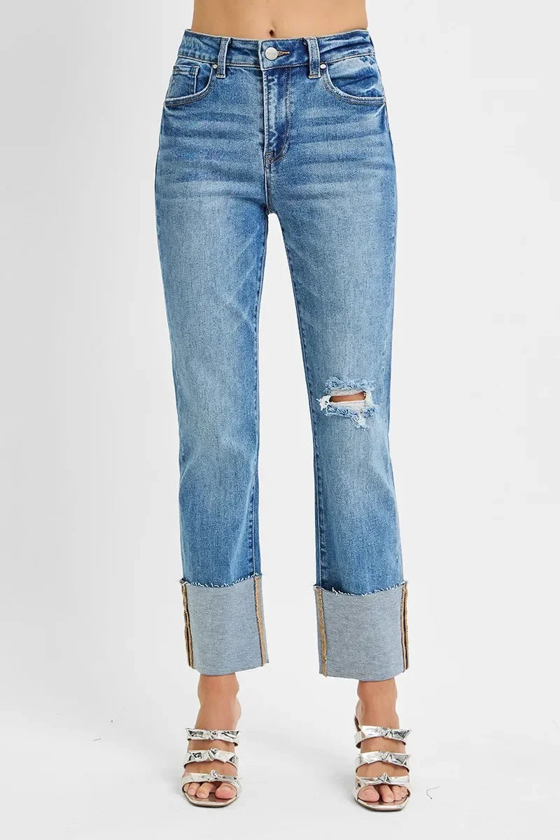 High Rise Ankle Straight Jeans Plus Size - Southern Shores Clothing