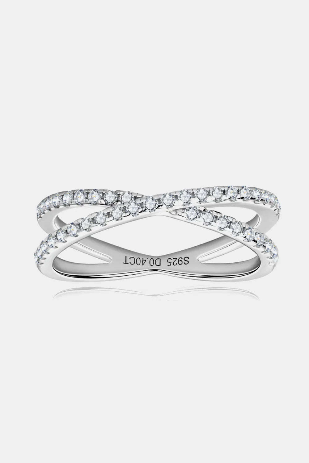 Moissanite Sterling Silver Crisscross Ring - Southern Shores Clothing