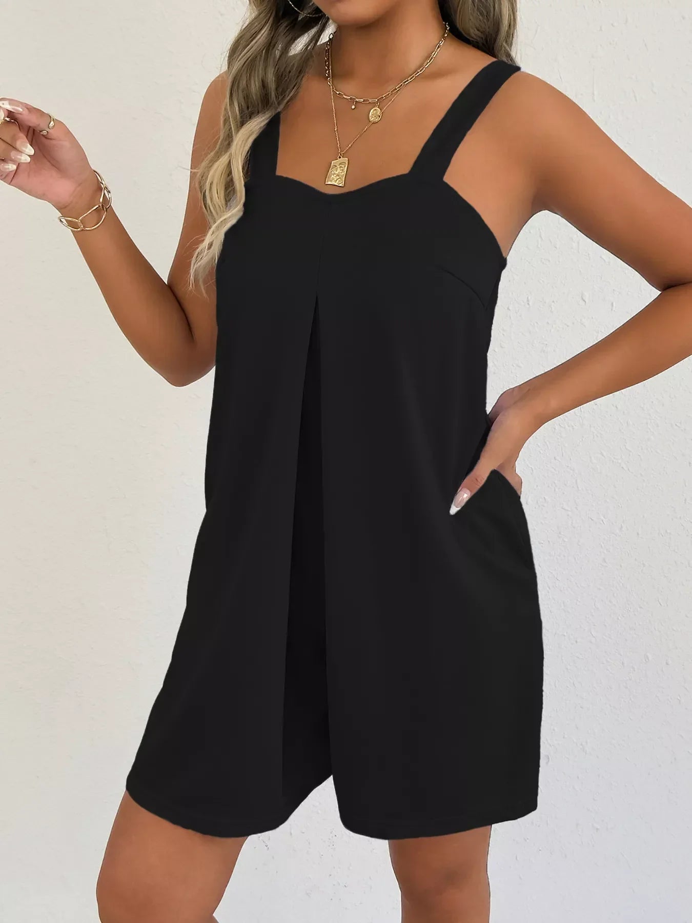 Sleeveless Romper With Side Pockets Versatile - Southern Shores Clothing