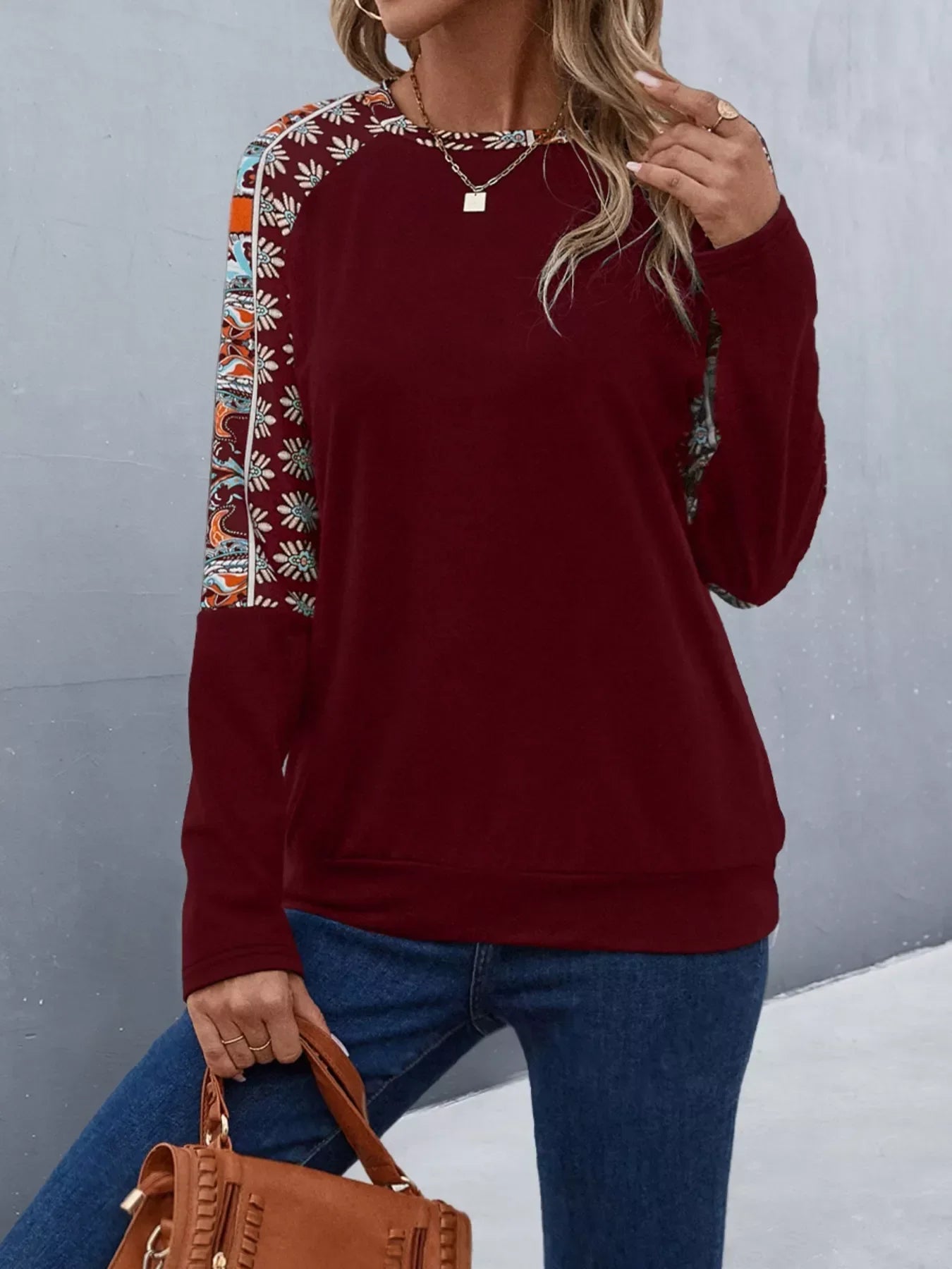 Printed Raglan Sleeve Round Neck T Shirt For Casual Wear - Southern Shores Clothing