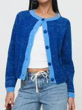 Contrast Trim Button-Up Cardigan Polyester Knit - Southern Shores Clothing