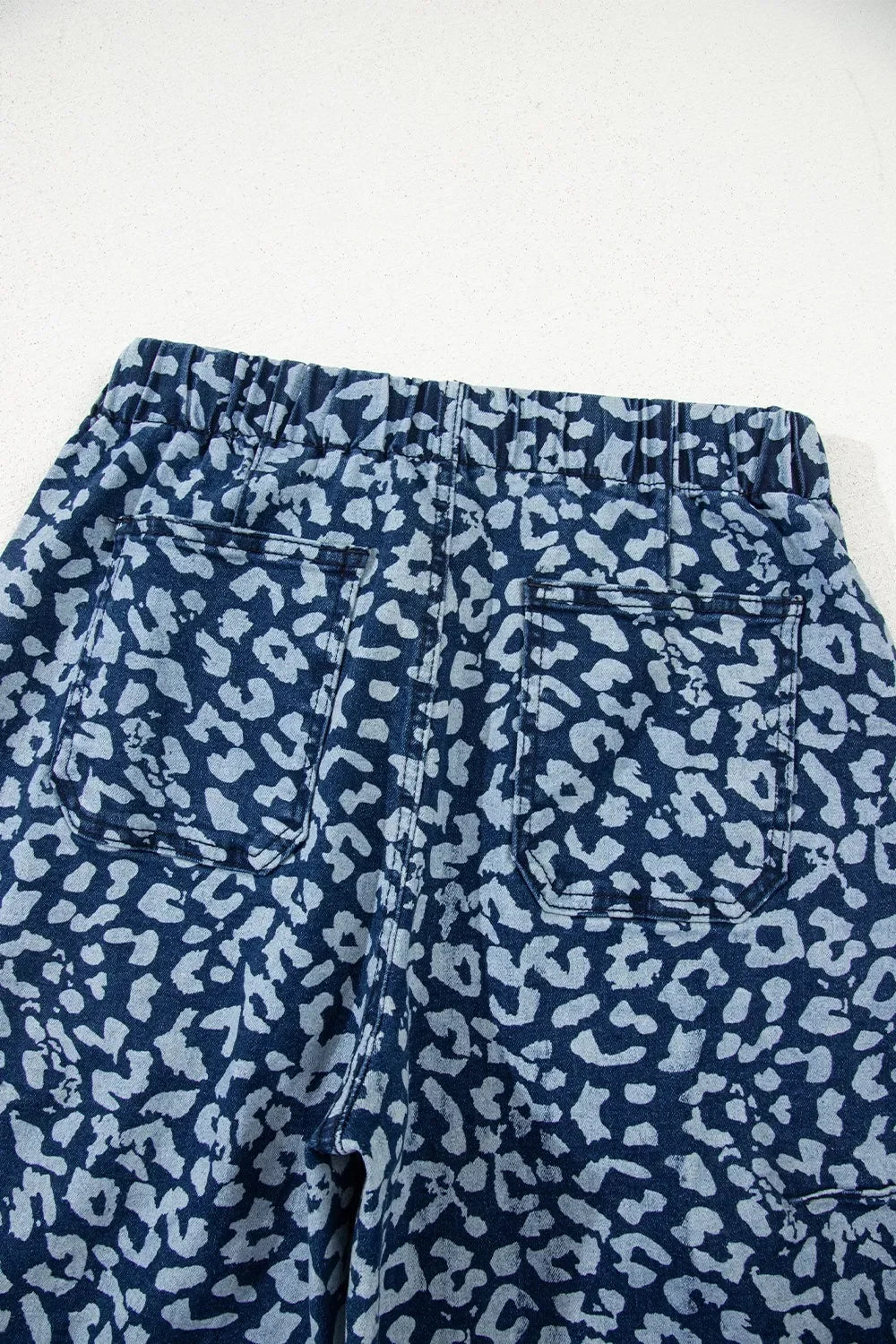 Leopard Print Denim Wide Leg Jeans With Drawstring Waist - Southern Shores Clothing