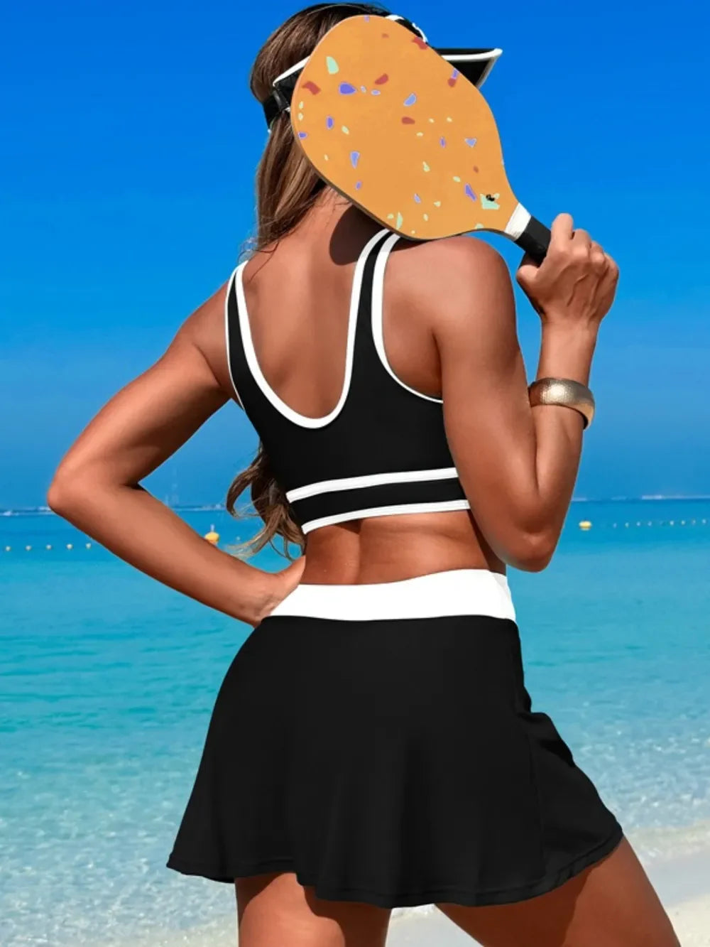 Two-Piece Swim Set With Scoop Neck Top And Skort Lightweight - Southern Shores Clothing