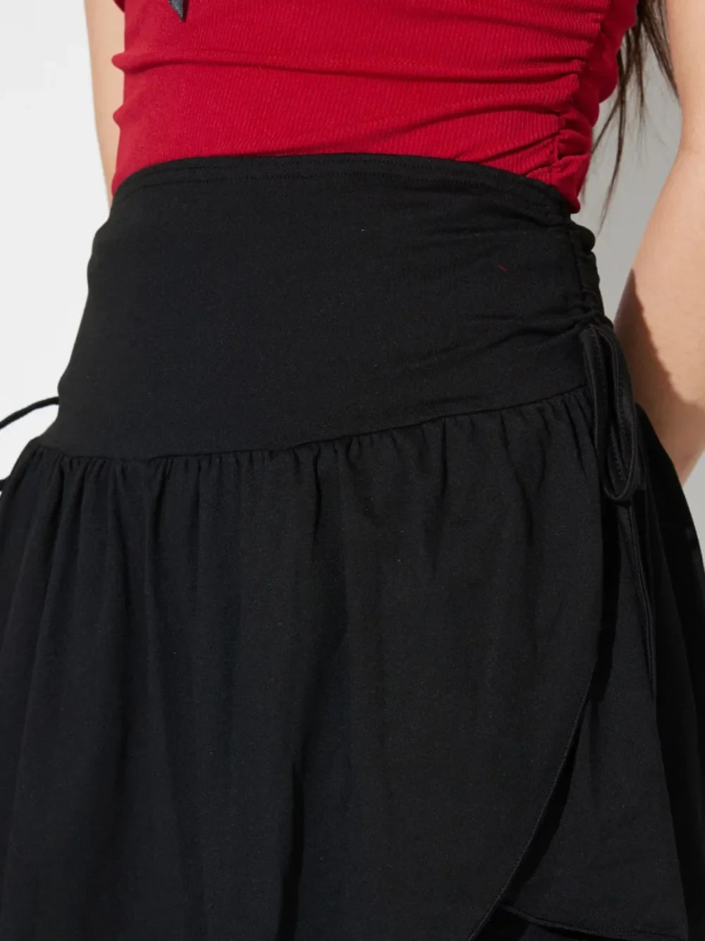 Side Tie Asymmetric Hem Mini Skirt Adjustable Fit Casual - Southern Shores Clothing