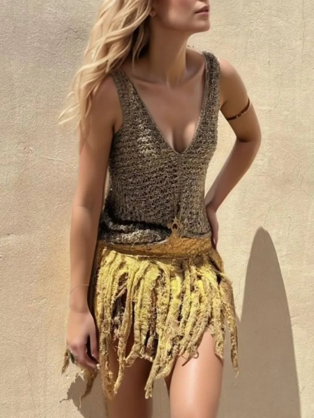 Crochet V-Neck Tank Top With Openwork Sheer Stretch Lightweight - Southern Shores Clothing