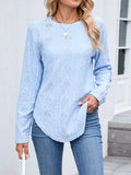 Openwork Textured Long Sleeve Top - Southern Shores Clothing