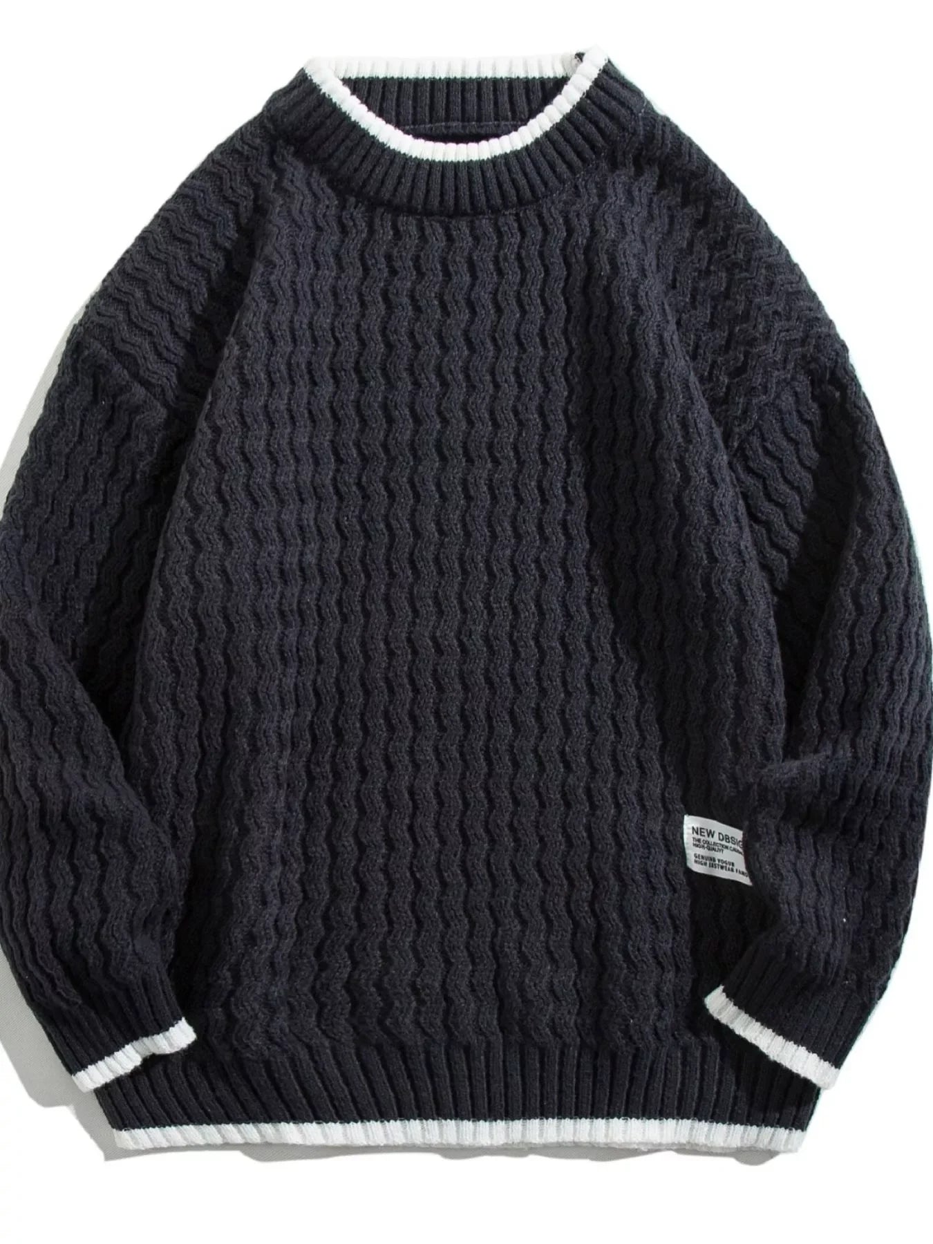 Plus Size Textured Ribbed Knit Sweater Casual