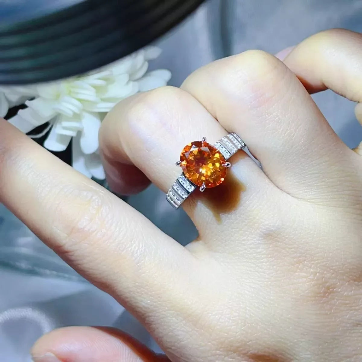 Three Carat Moissanite Oval Ring In Sterling Silver Band - Southern Shores Clothing