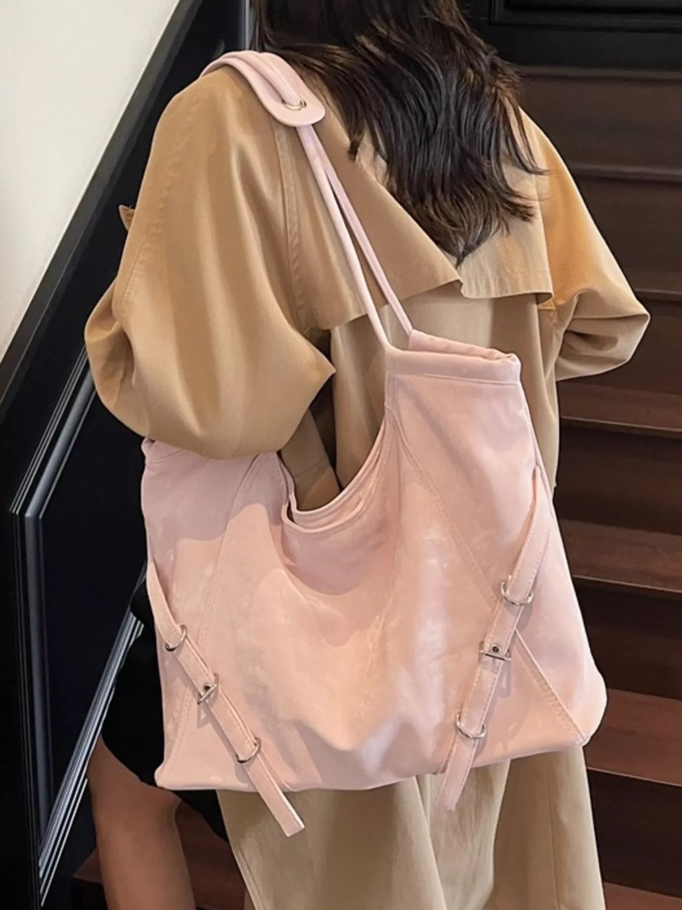 Faux Leather Shopping Tote Bag With Ample Interior - Southern Shores Clothing