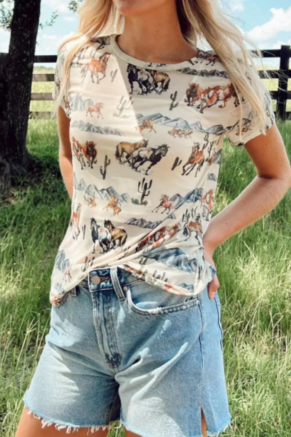 Mustang River Printed Mesh T Shirt With Stretch Fabric - Southern Shores Clothing