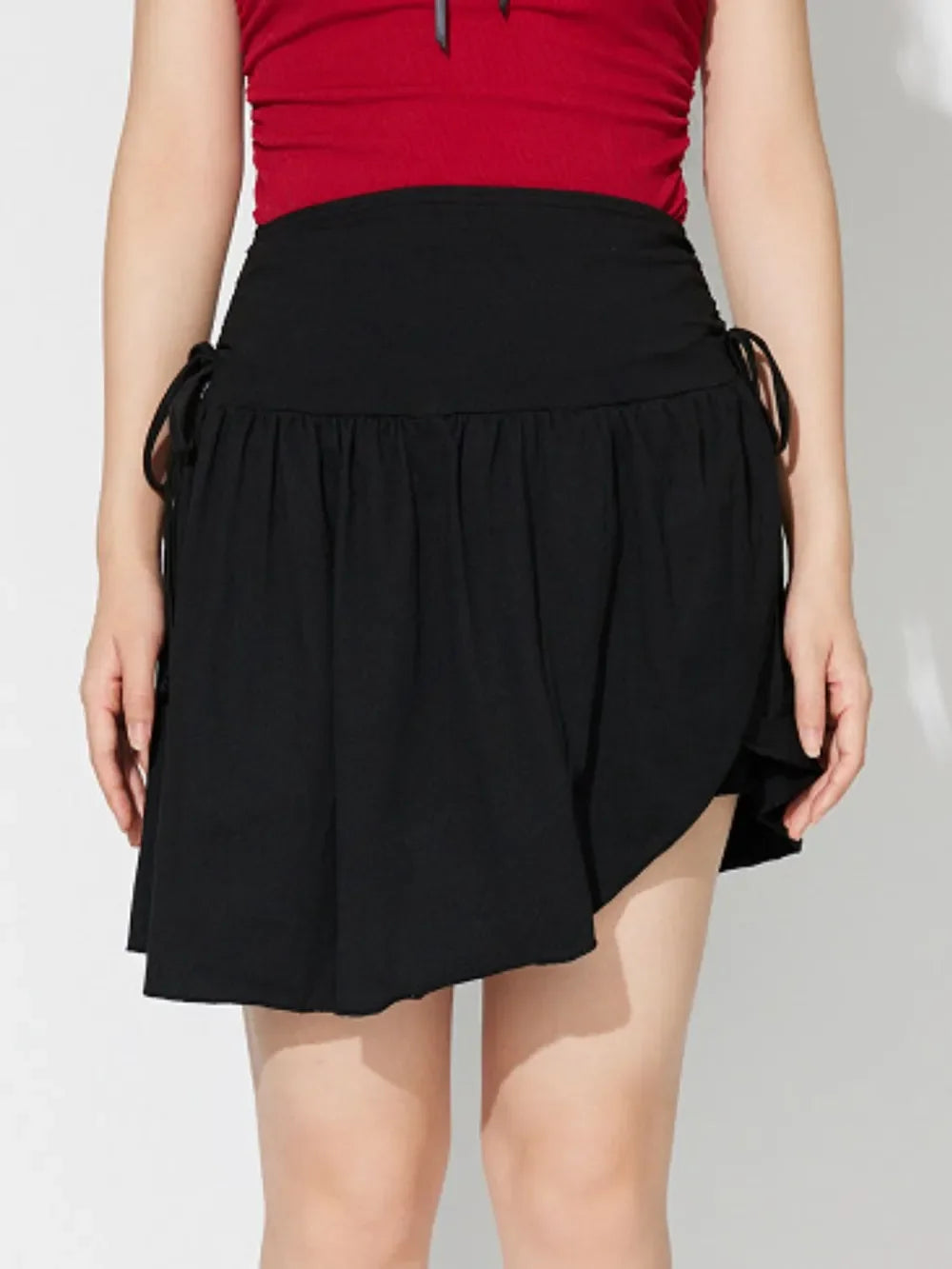Side Tie Asymmetric Hem Mini Skirt Adjustable Fit Casual - Southern Shores Clothing