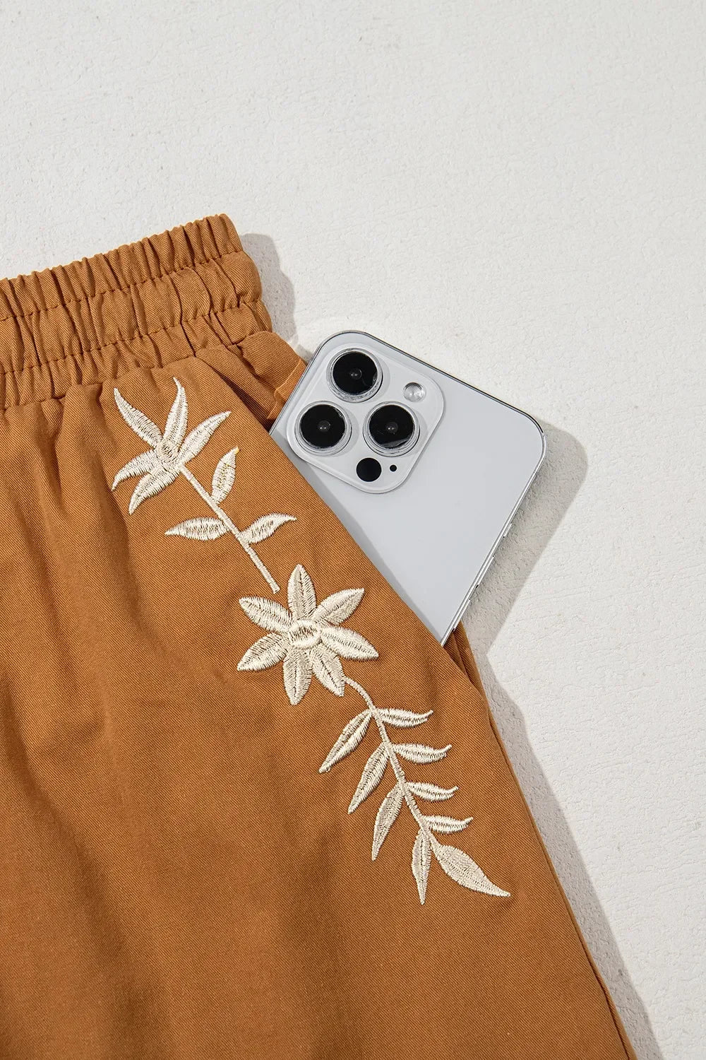 Embroidered Boho Tasseled Drawstring Elastic Waist Casual Shorts - Southern Shores Clothing