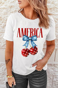 Cherry Print Crewneck T Shirt With Stretch Fabric - Southern Shores Clothing
