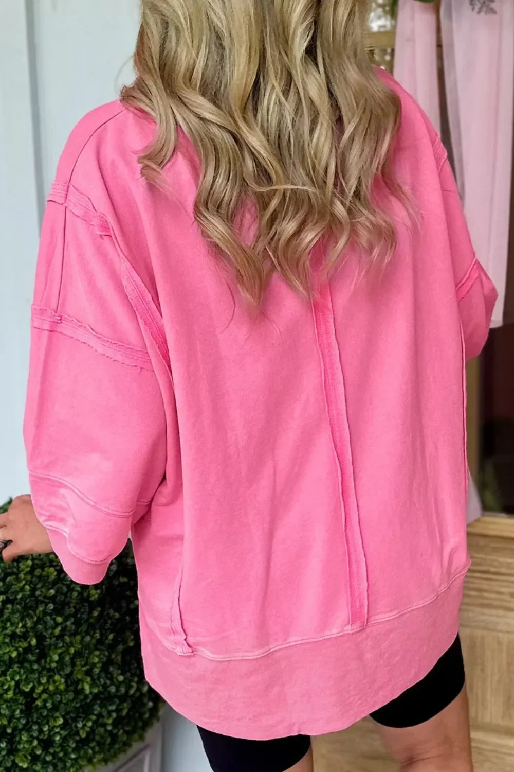 Southern Shores Clothing Exposed Seam V-Neck High-Low Polyester Blend Blouse For Modern Everyday Style - Southern Shores Clothing