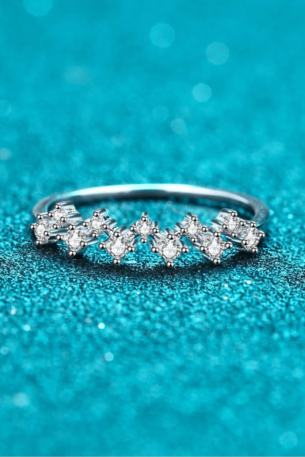 Minimalist Moissanite Ring, Rhodium-Plated Sterling Silver - Southern Shores Clothing